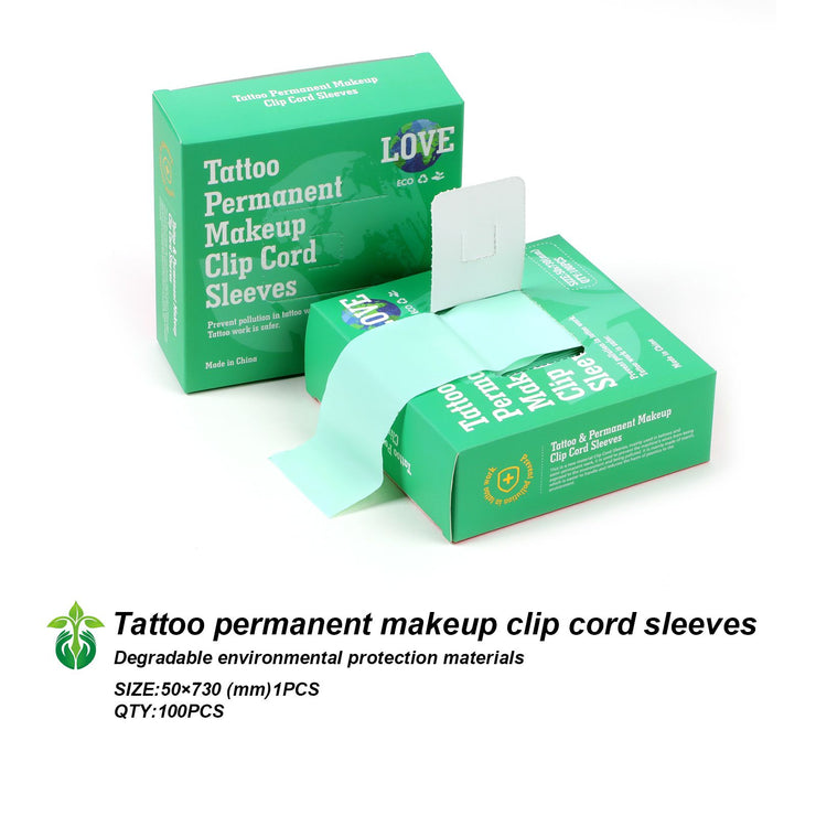 100 Pcs Disposable Degradable Tattoo Clip Cord Sleeves TC121