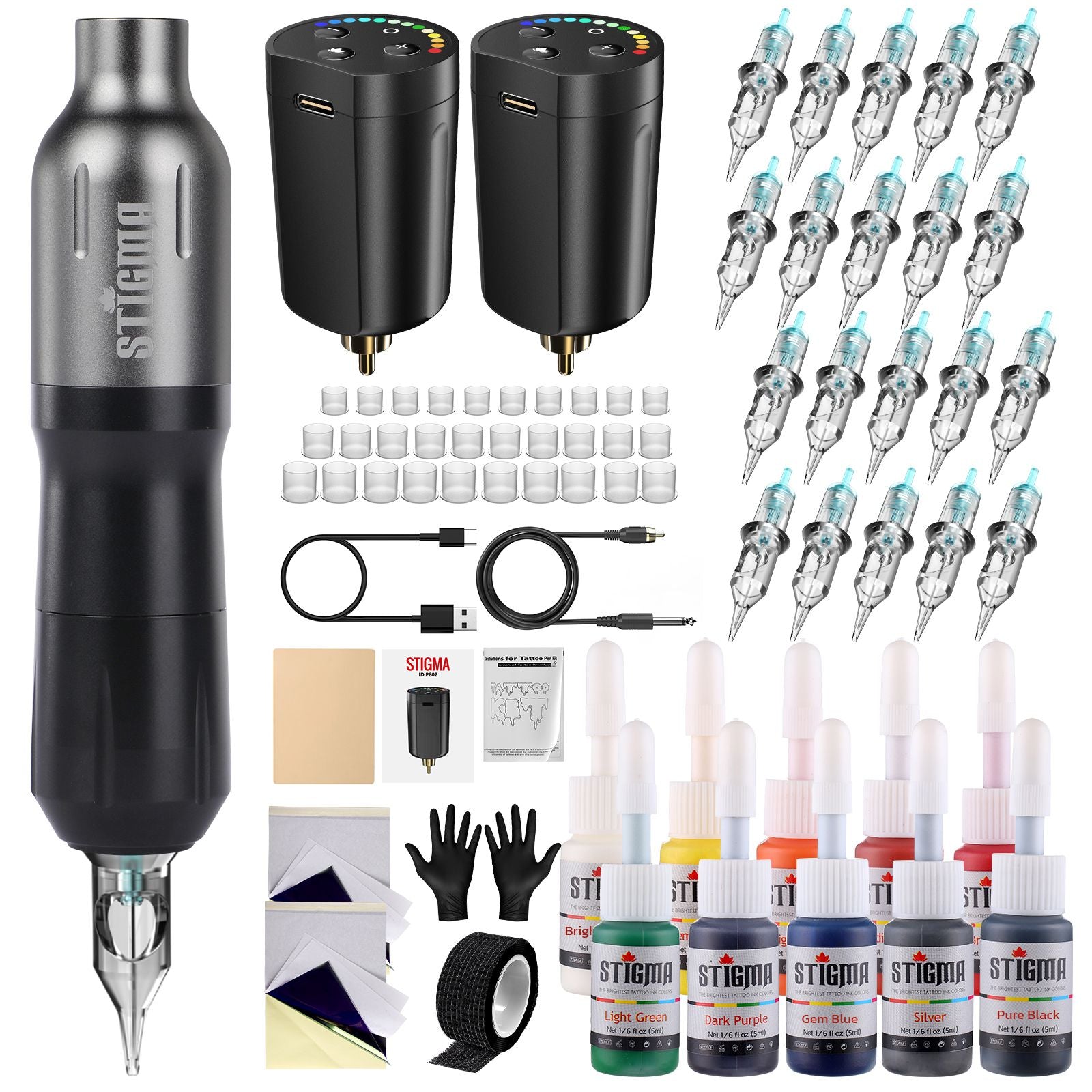 Stigma Wireless Tattoo Machine Kit With Needles&Battery