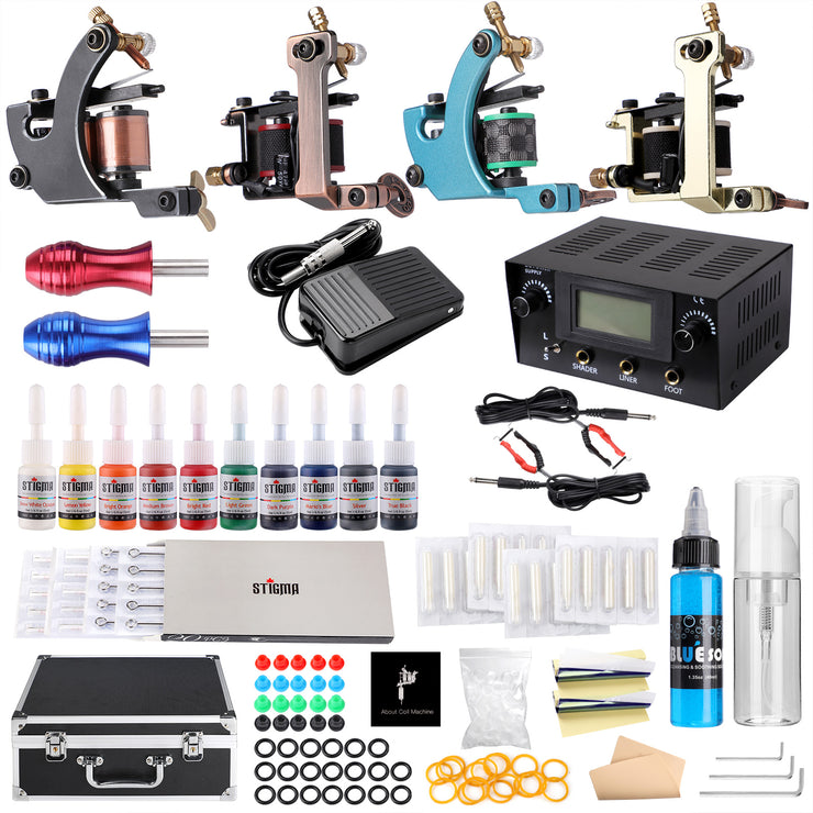 Amazon.com: Complete Tattoo Kit Inkstar Journeyman Rotary Machine Gun Power  Supply 20 Color Truecolor Starter Ink Set (183 PCS) : Beauty & Personal Care